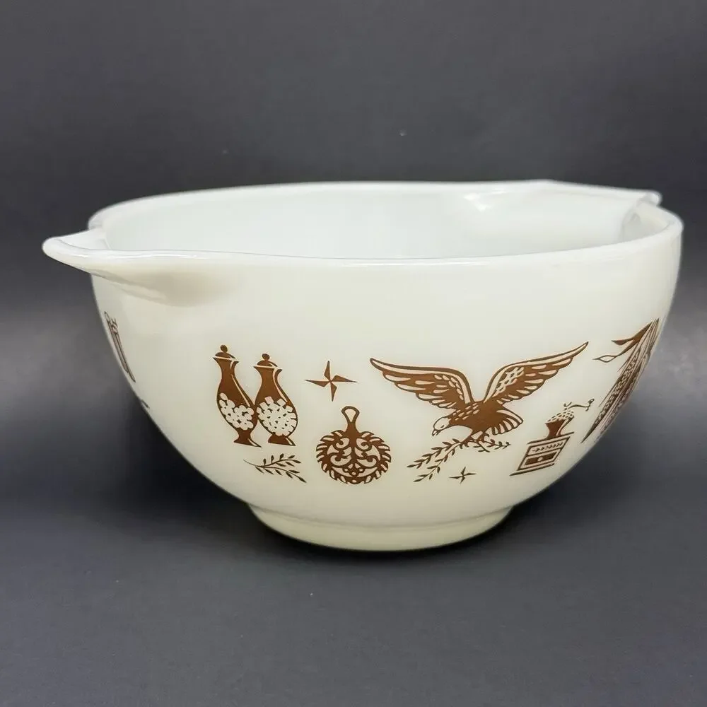 Vintage Pyrex 441 Early Americana Cinderella Bowl 1.5 Pint Brown White USA